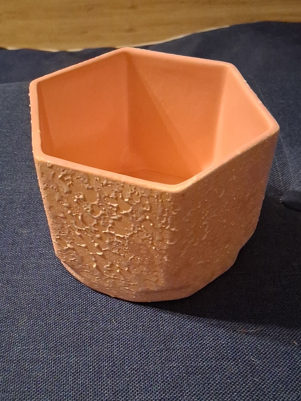 Pink Hexagonal Textured Planter Pot - Mid Centry Modern Home Art